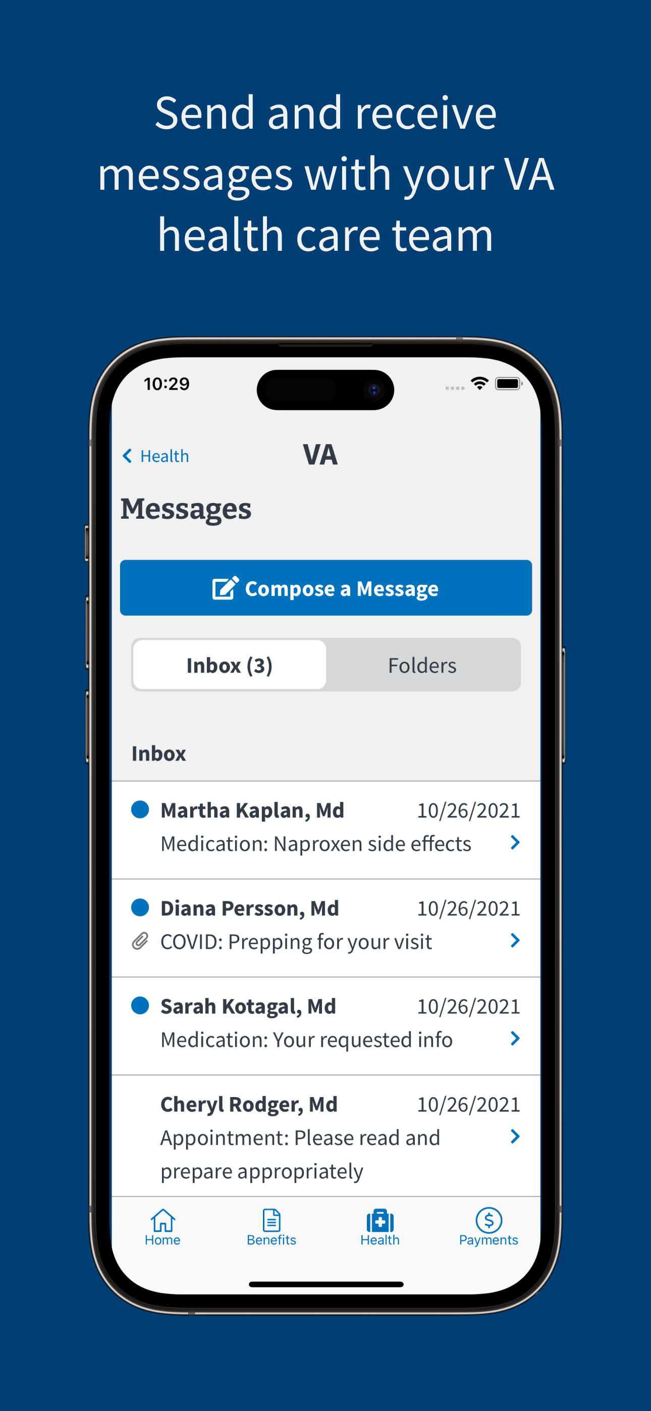 Send and receive messages with your VA health care team