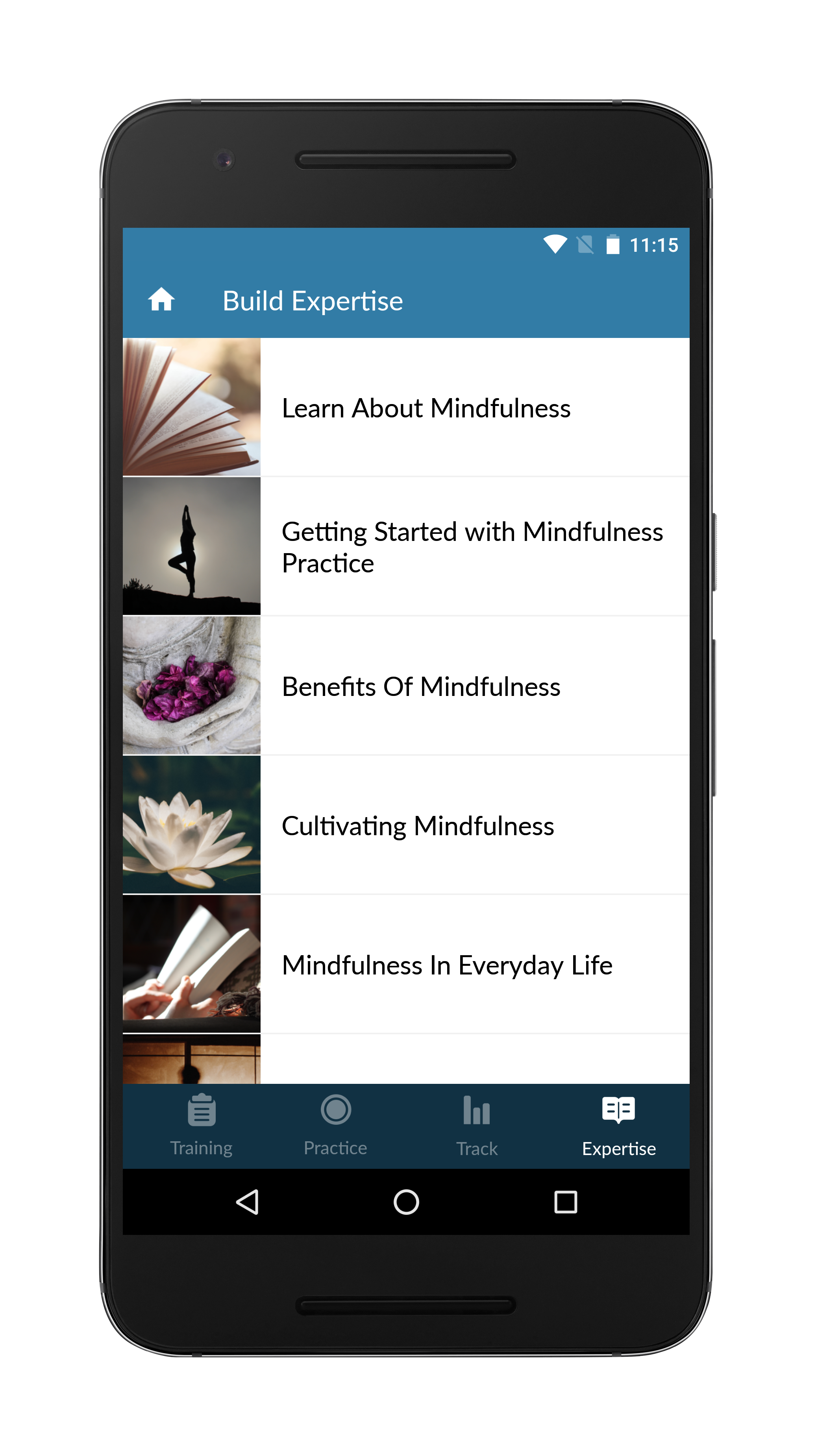 Mindfulness Coach build expertise screen